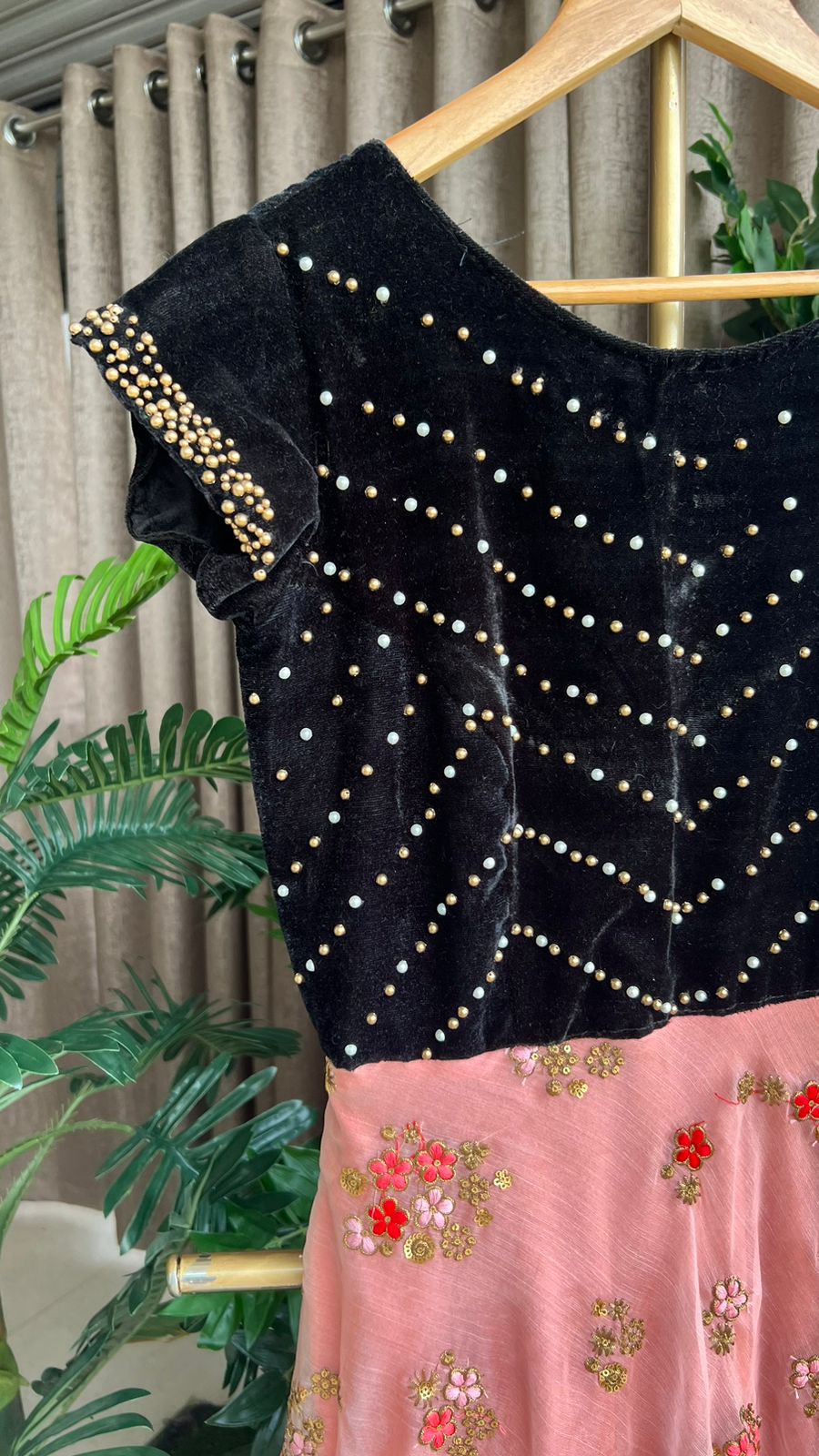 Black & peach embroidery salwar suit