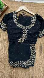 Black georgette designer saree with handwork blouse