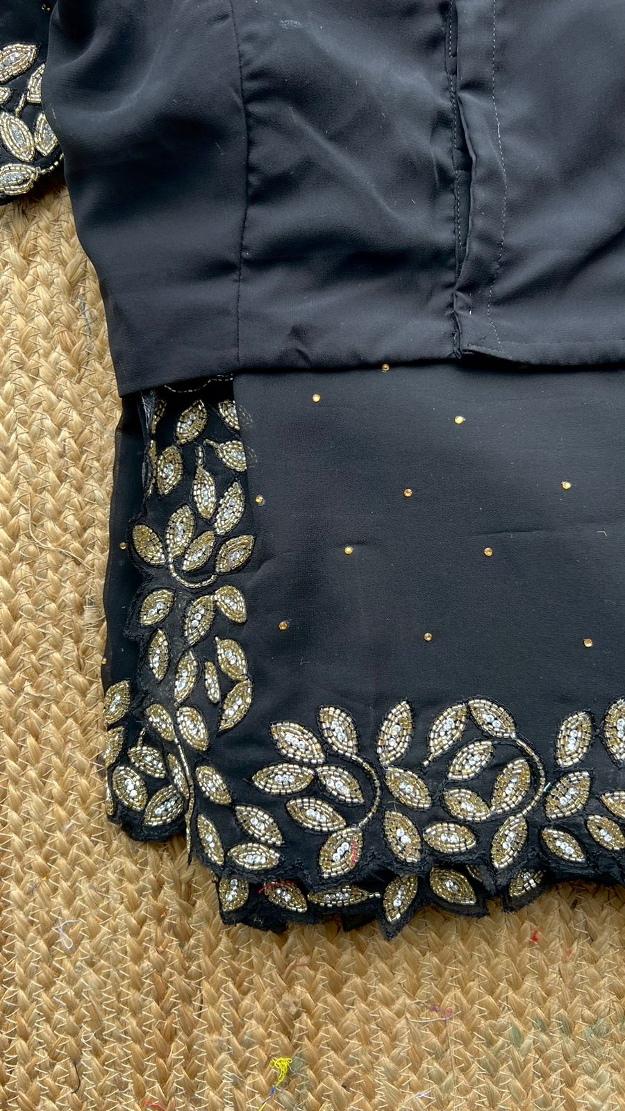 Black georgette designer saree with handwork blouse