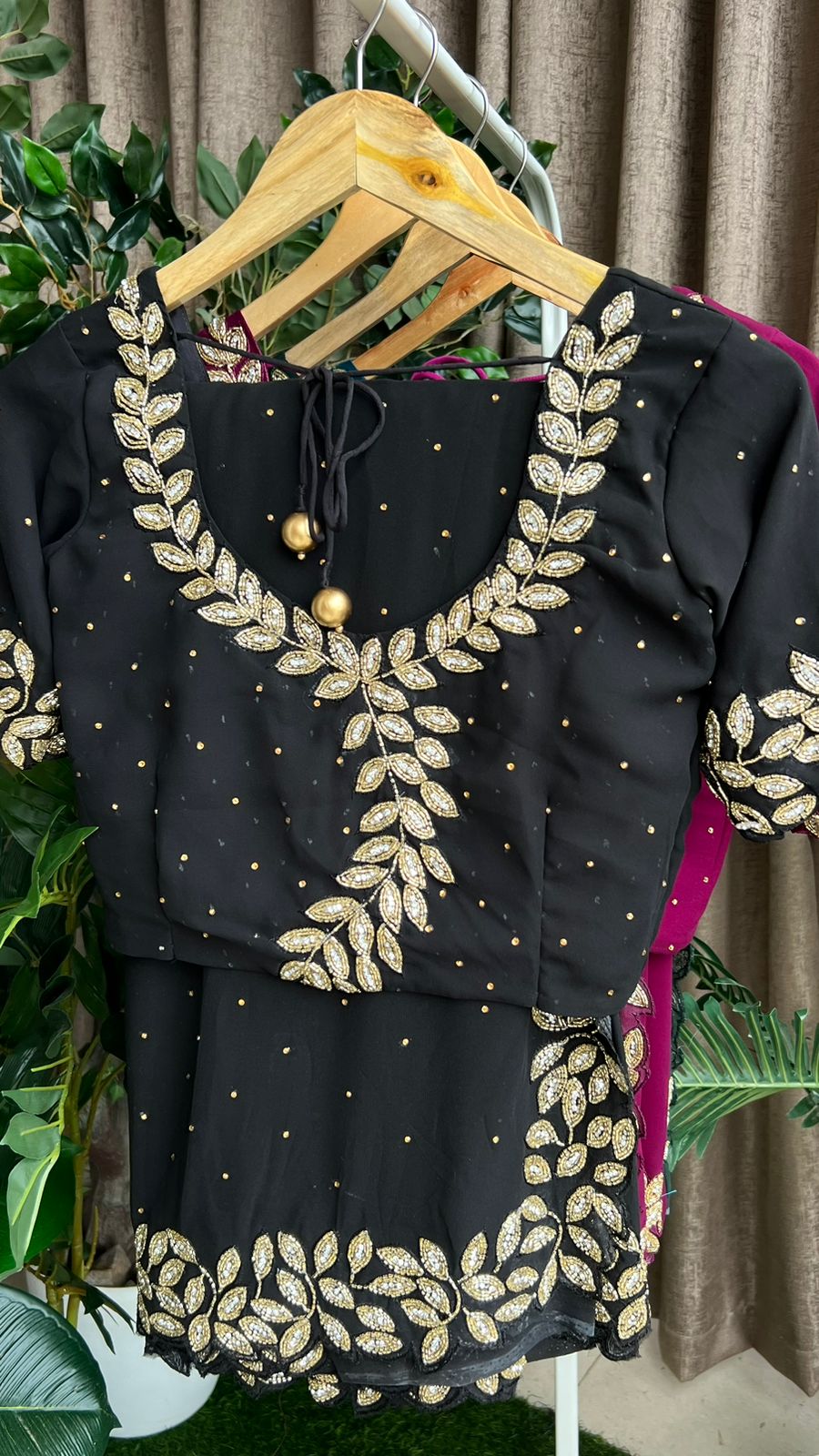 Black georgette designer saree with handwork blouse