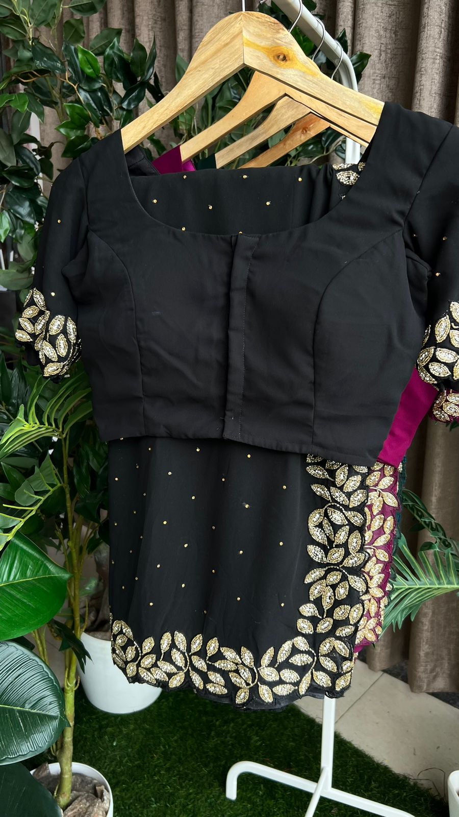 Black georgette designer saree with handwork blouse