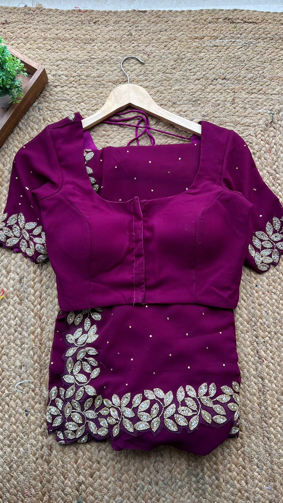 Purple georgette designer saree with handwork blouse