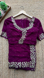 Purple georgette designer saree with handwork blouse