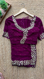 Purple georgette designer saree with handwork blouse