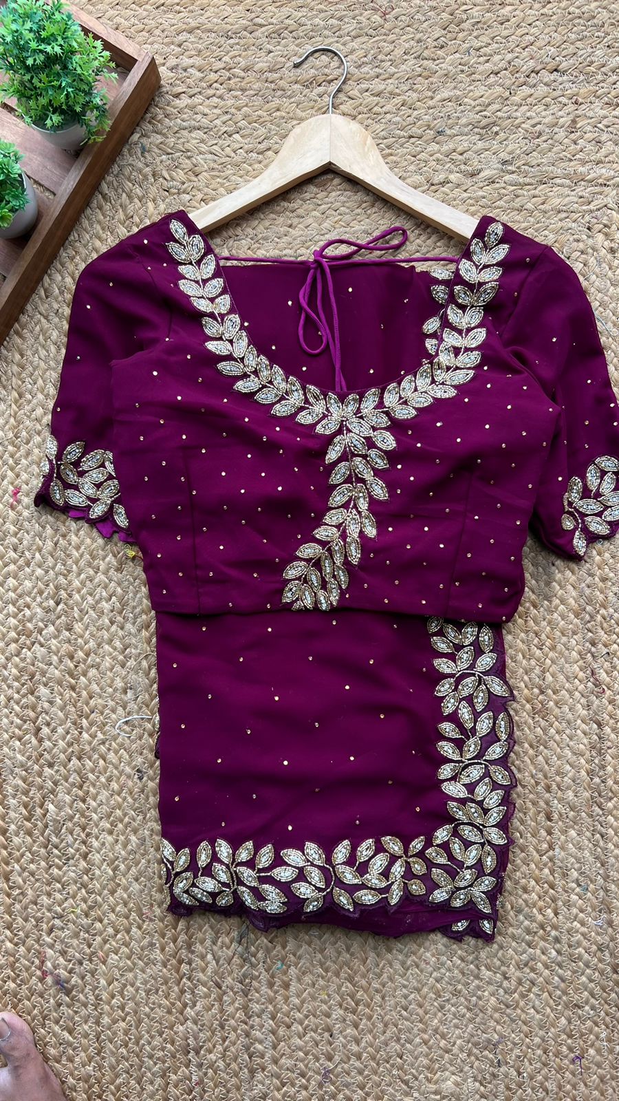 Purple georgette designer saree with handwork blouse