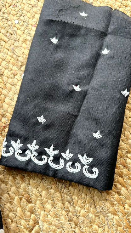 Black & white organza designer saree with handwork blouse