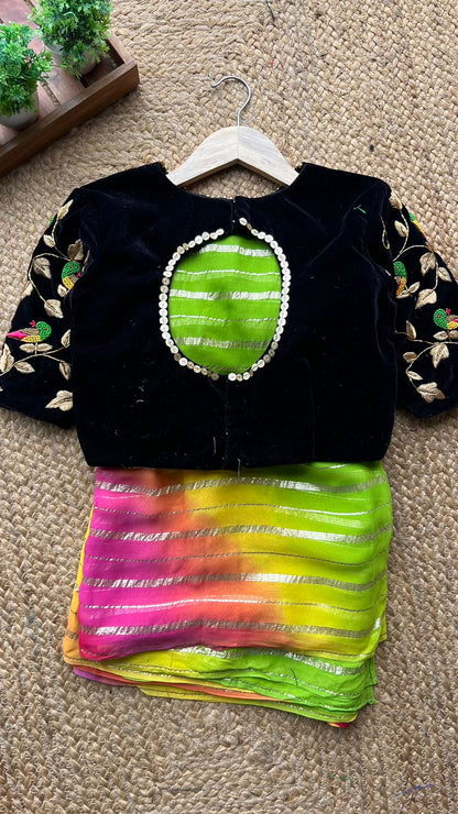 Multi georgette designer saree with handwork blouse