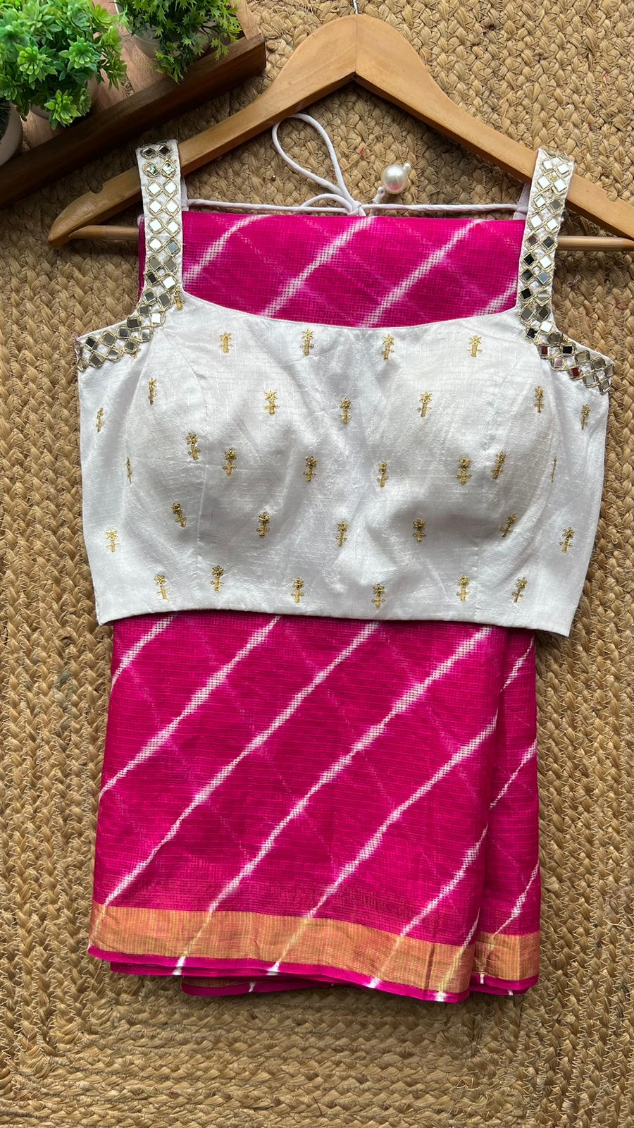 Pink kota designer saree with handwork blouse