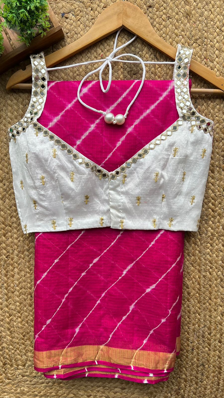 Pink kota designer saree with handwork blouse