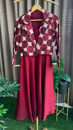 Maroon spaghetti dress & blazer coord sets