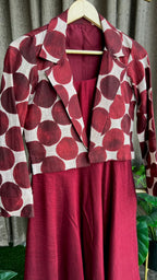 Maroon spaghetti dress & blazer coord sets
