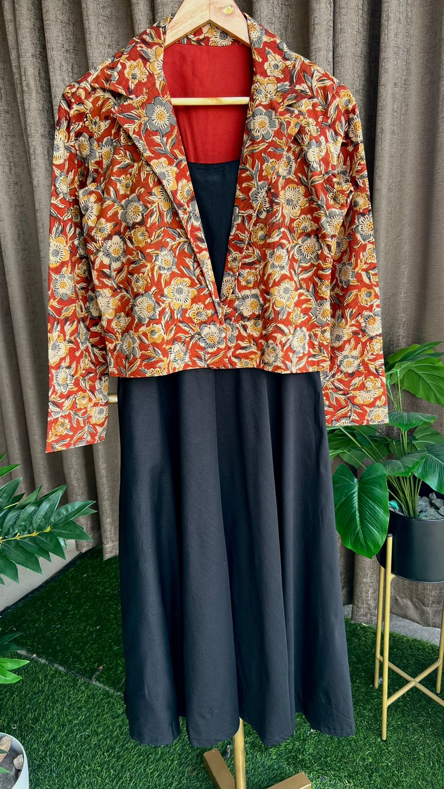 Black & red spaghetti dress & blazer coord sets