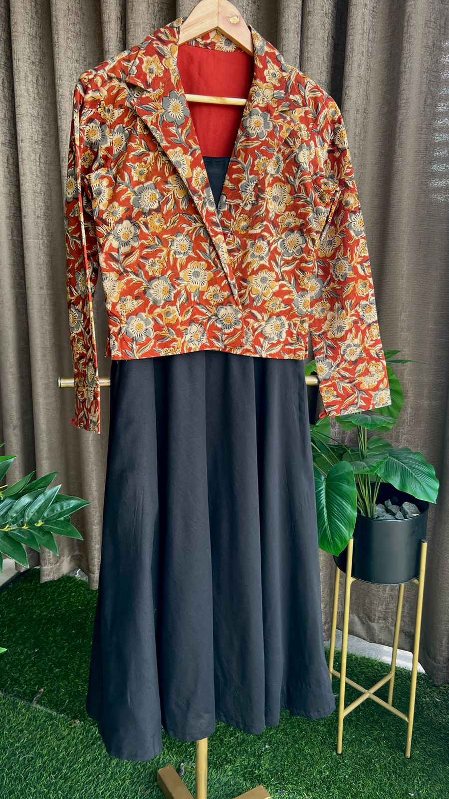 Black & red spaghetti dress & blazer coord sets