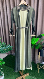 Green hand work embroidery 2 piece coat set