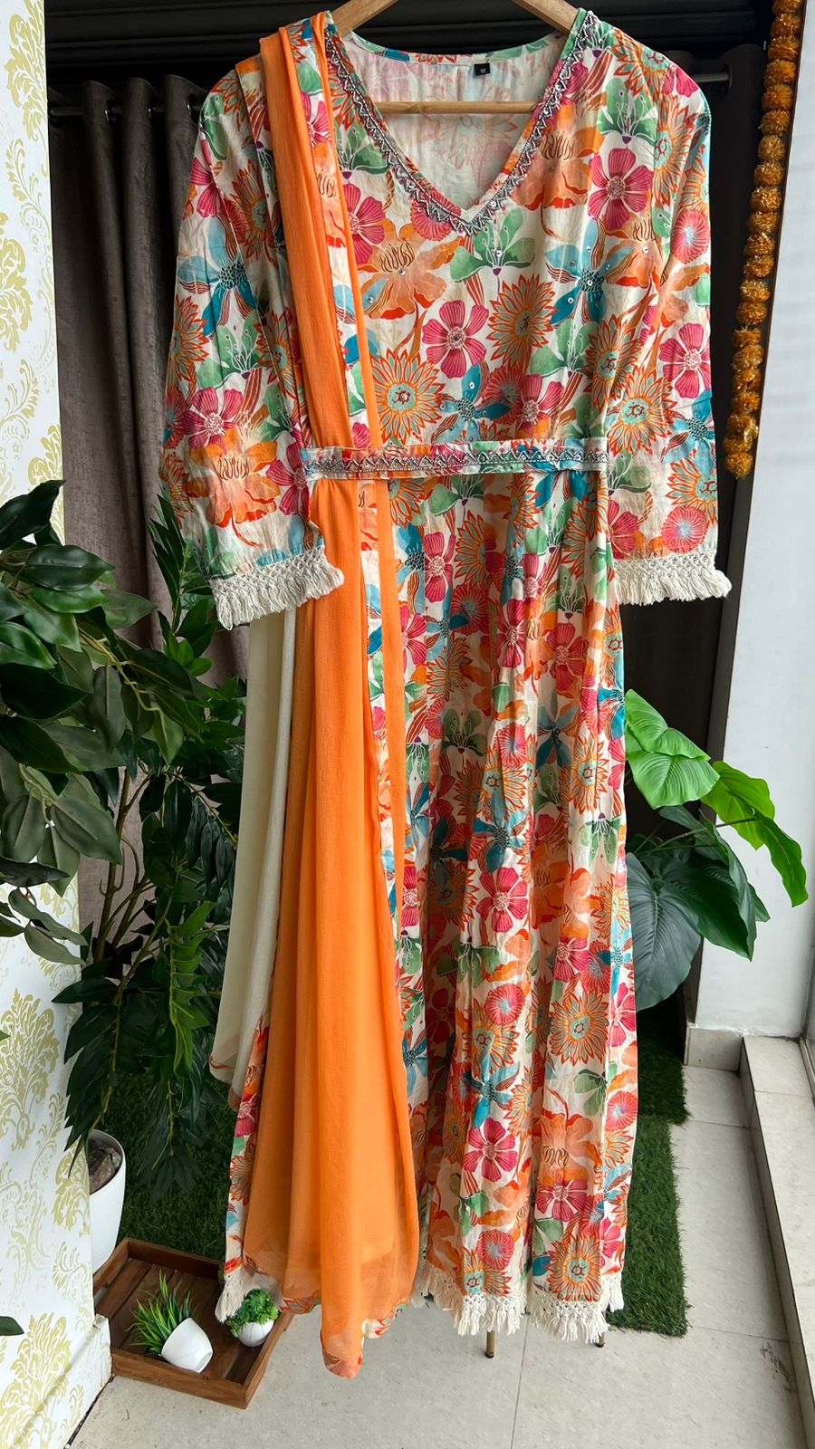 Cotton floral printed 3 piece kurti suit