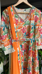 Cotton floral printed 3 piece kurti suit