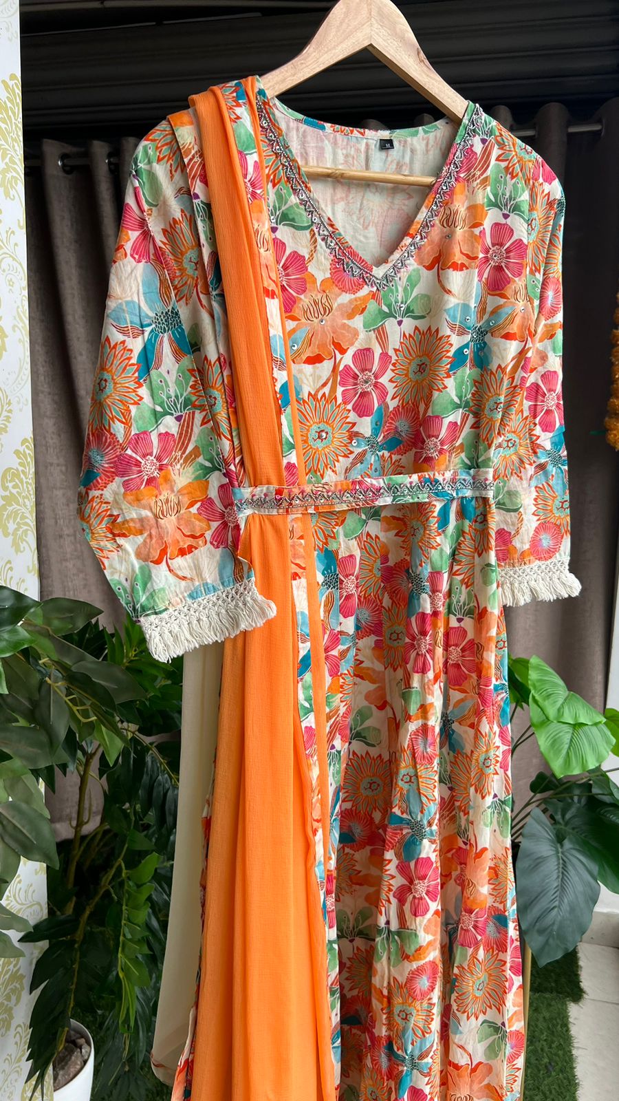 Cotton floral printed 3 piece kurti suit