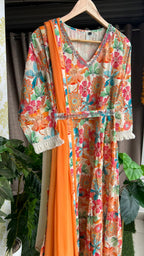 Cotton floral printed 3 piece kurti suit