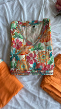 Cotton floral printed 3 piece kurti suit