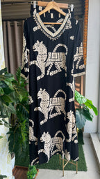 Black rayon cotton dress coord sets