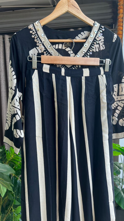 Black rayon cotton dress coord sets