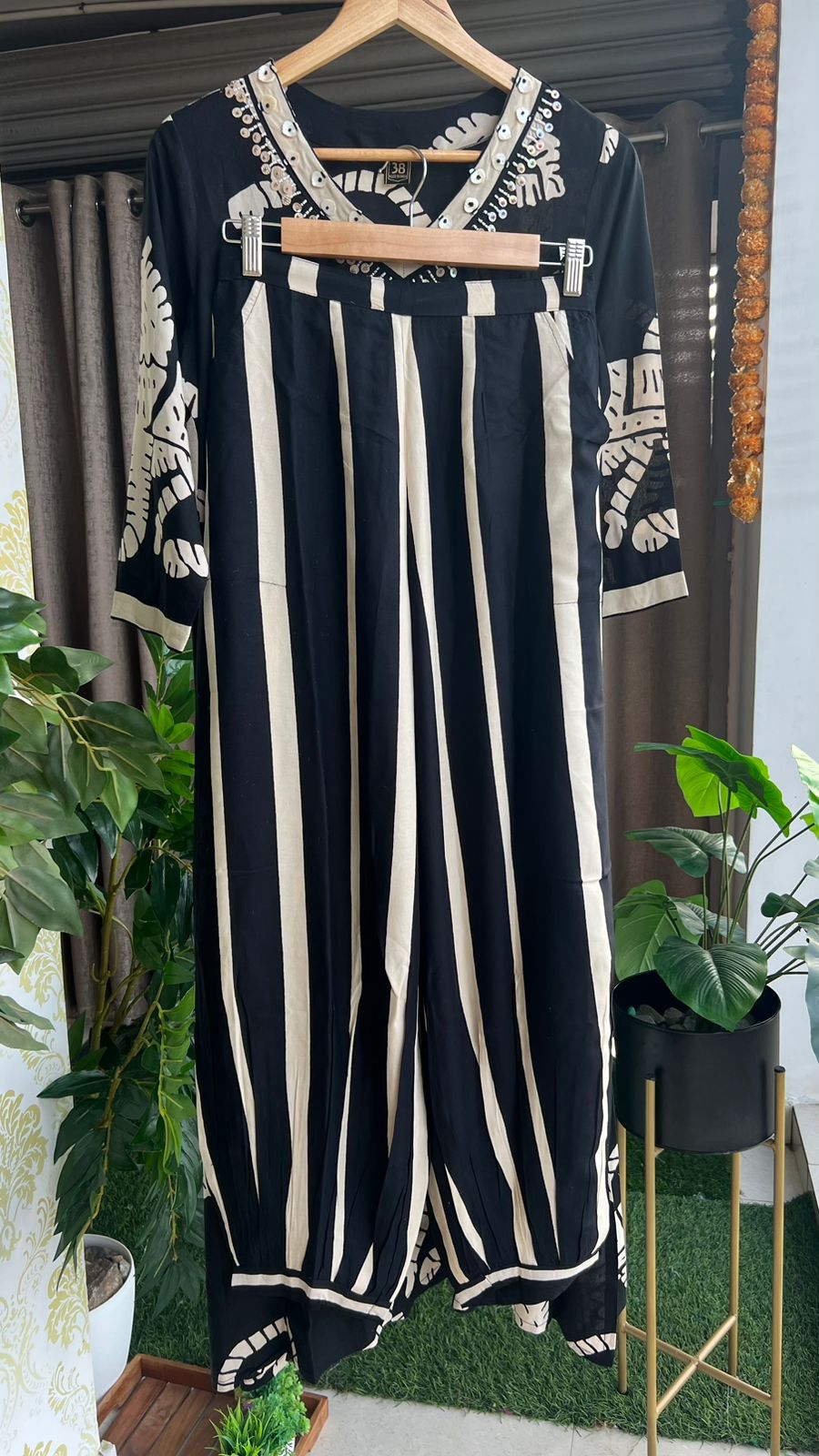 Black rayon cotton dress coord sets