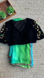 Black velvet bird hand worked blouse