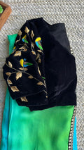Black velvet bird hand worked blouse