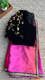 Black velvet bird hand worked blouse