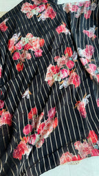 Black organza floral saree with handwork blouse