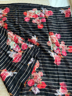 Black organza floral saree with handwork blouse