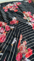 Black organza floral saree with handwork blouse