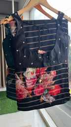 Black organza floral saree with handwork blouse