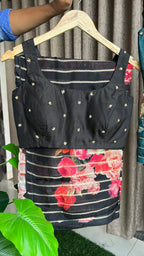 Black organza floral saree with handwork blouse