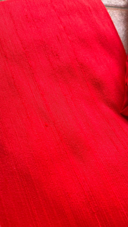 Red silk hand worked 2 piece kurti / coord set