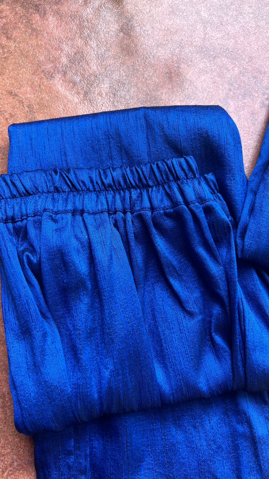 Royal blue silk hand worked 2 piece kurti / coord set