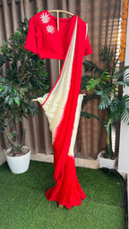 Red pearl hand worked blouse
