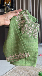 Black & pink floral saree with handwork blouse