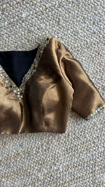 Copper silk mirror worked blouse