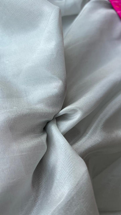 Silver tissue designer saree with handwork blouse