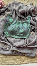 Grey georgette saree with sequins blouse