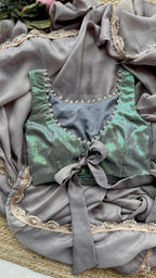 Grey georgette saree with sequins blouse