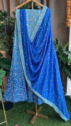Blue heavy sequence embroidered ethnic lehenga