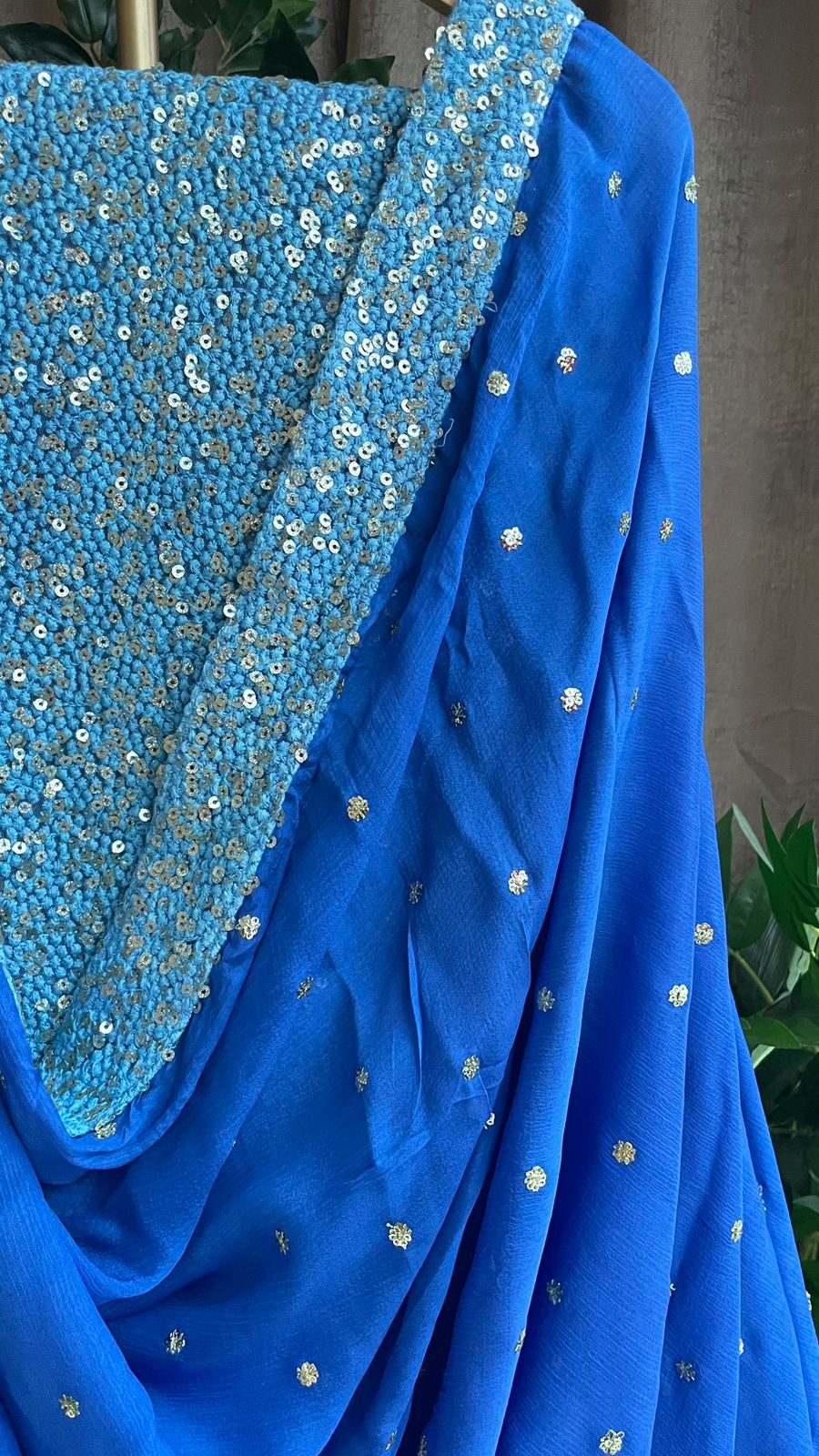 Blue heavy sequence embroidered ethnic lehenga