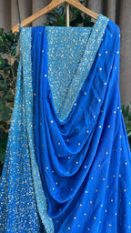 Blue heavy sequence embroidered ethnic lehenga