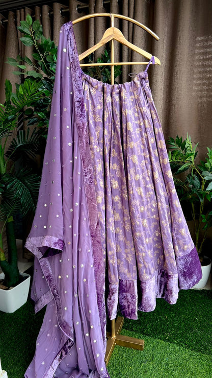 Lavender banarasi silk ethnic lehenga