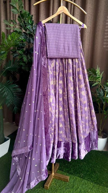 Lavender banarasi silk ethnic lehenga