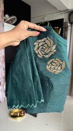 Bottle green  handwork blouse