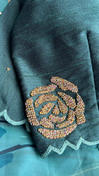 Bottle green  handwork blouse