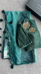 Bottle green  handwork blouse